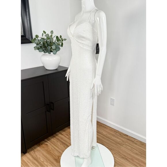 NWT Retrofete Violet asymmetric lace-up sequined stretch-tulle gown Size Small - Picture 8 of 14